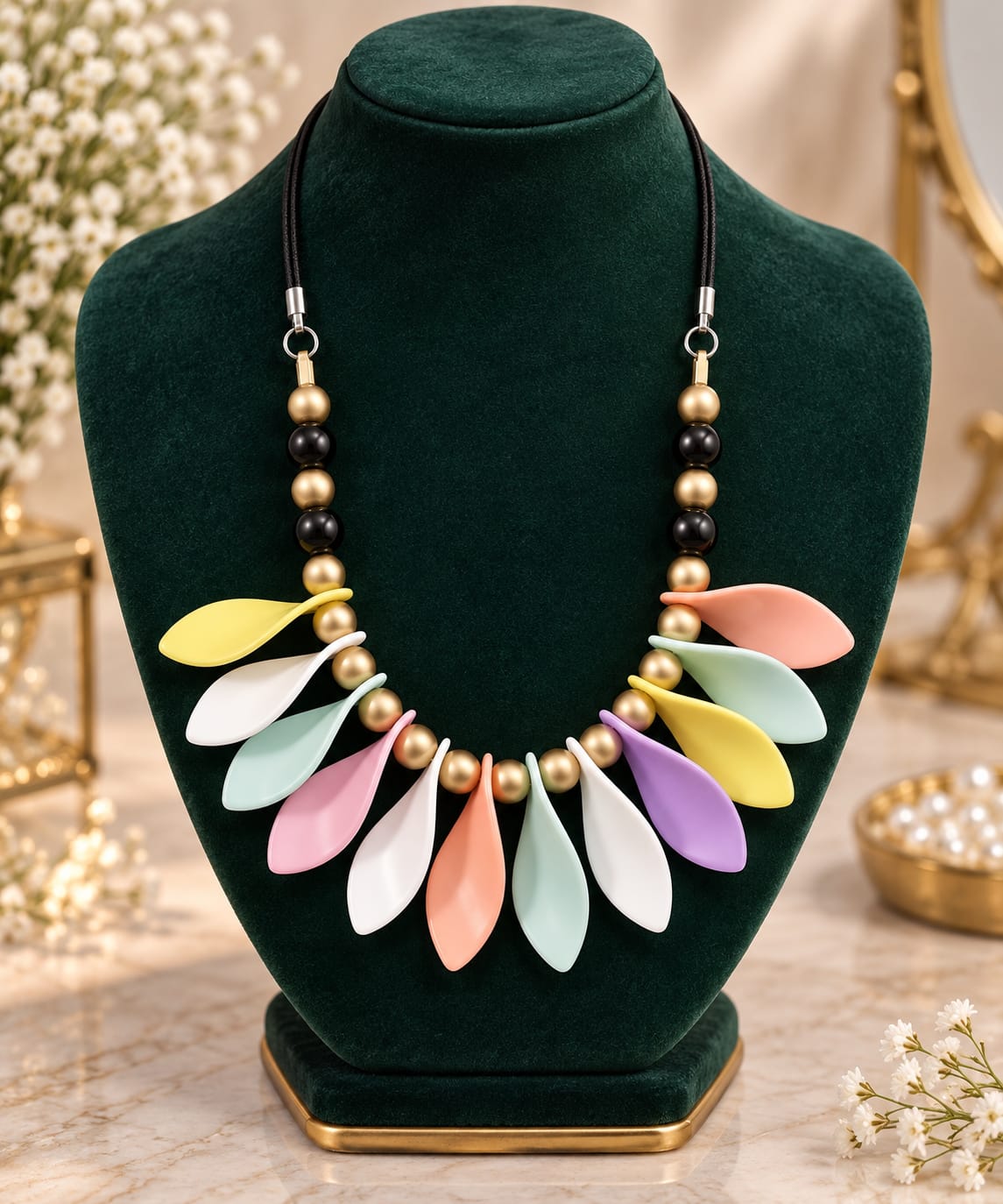 Multicolor Pastel Beaded Statement Necklace