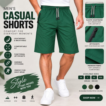Men’s Olive Green Casual Shorts – Multi-Pocket Everyday Wear