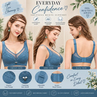 Women’s Blue Lace Bra – Wireless Support & Adjustable Straps