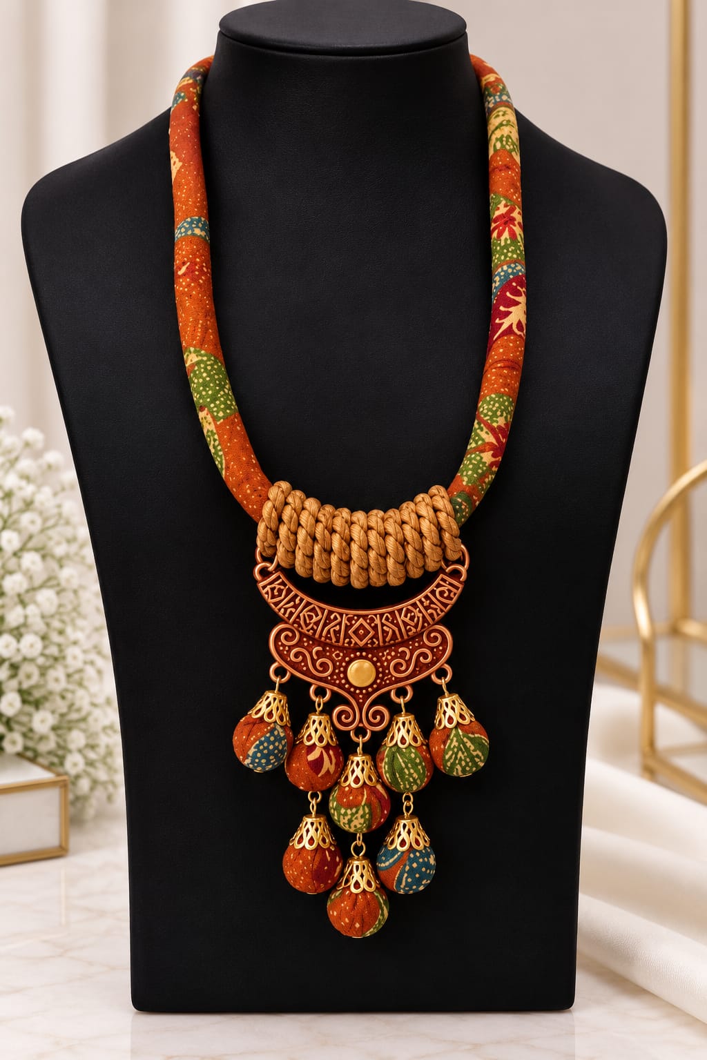 Rustic Multicolor Statement Pendant Necklace