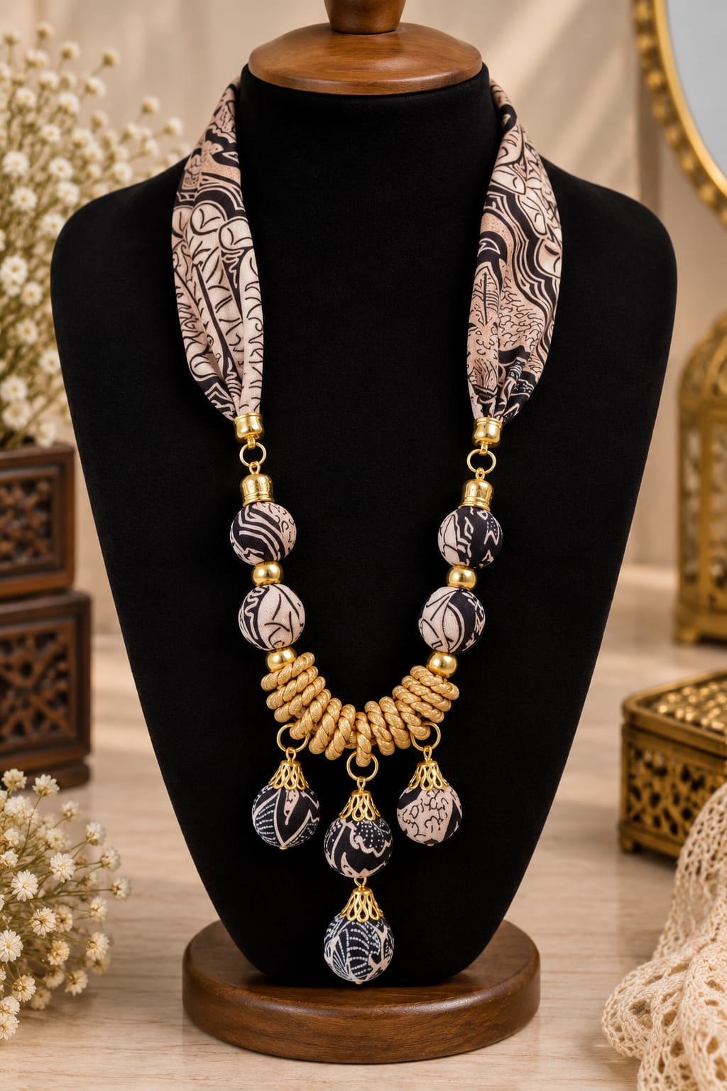 Black & White Statement Beaded Necklace
