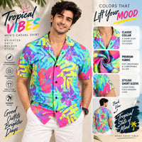 Men’s Colorful Tropical Floral Print Shirt – Short Sleeve Casual Shirt