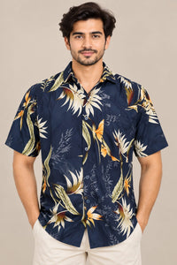 Men’s Navy Floral Print Casual Shirt