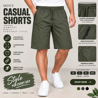 Men’s Olive Green Casual Shorts – Multi-Pocket Everyday Wear