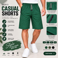 Men’s Olive Green Casual Shorts – Multi-Pocket Everyday Wear