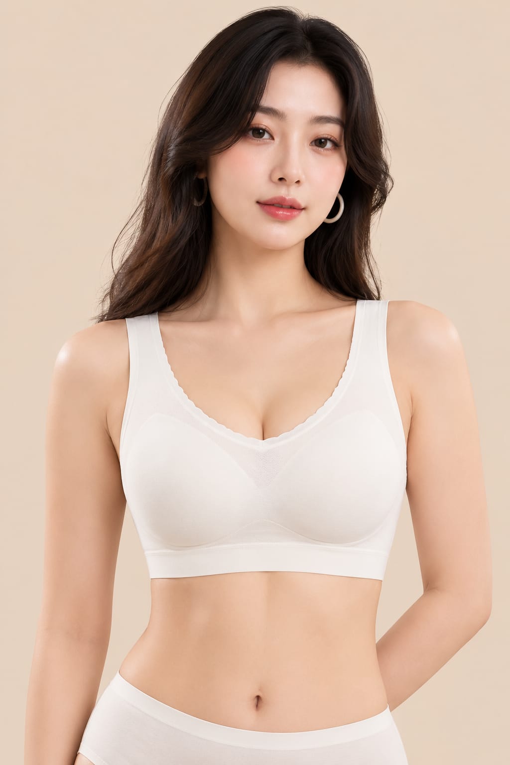 Women’s White Seamless Bra – Wireless Comfort & Adjustable Straps