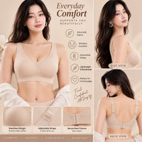 Women’s Nude Seamless Bra – Wireless Comfort & Adjustable Straps
