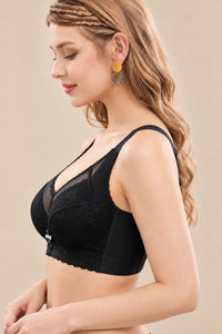 Women’s Black Lace Bra – Wireless Support & Adjustable Straps