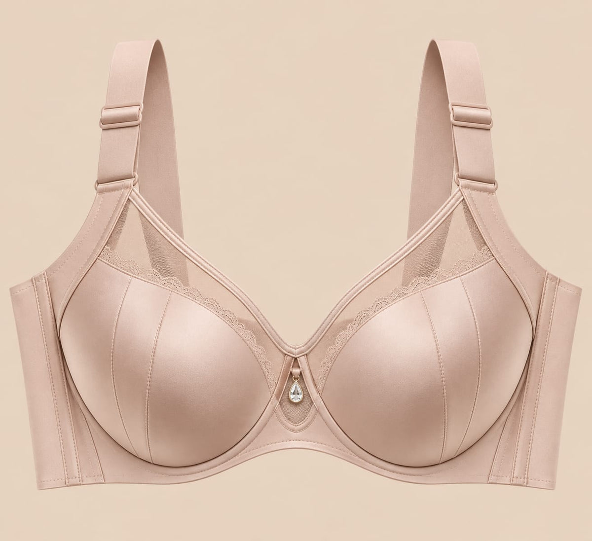 Women’s Mauve Lace Trim Underwire Bra