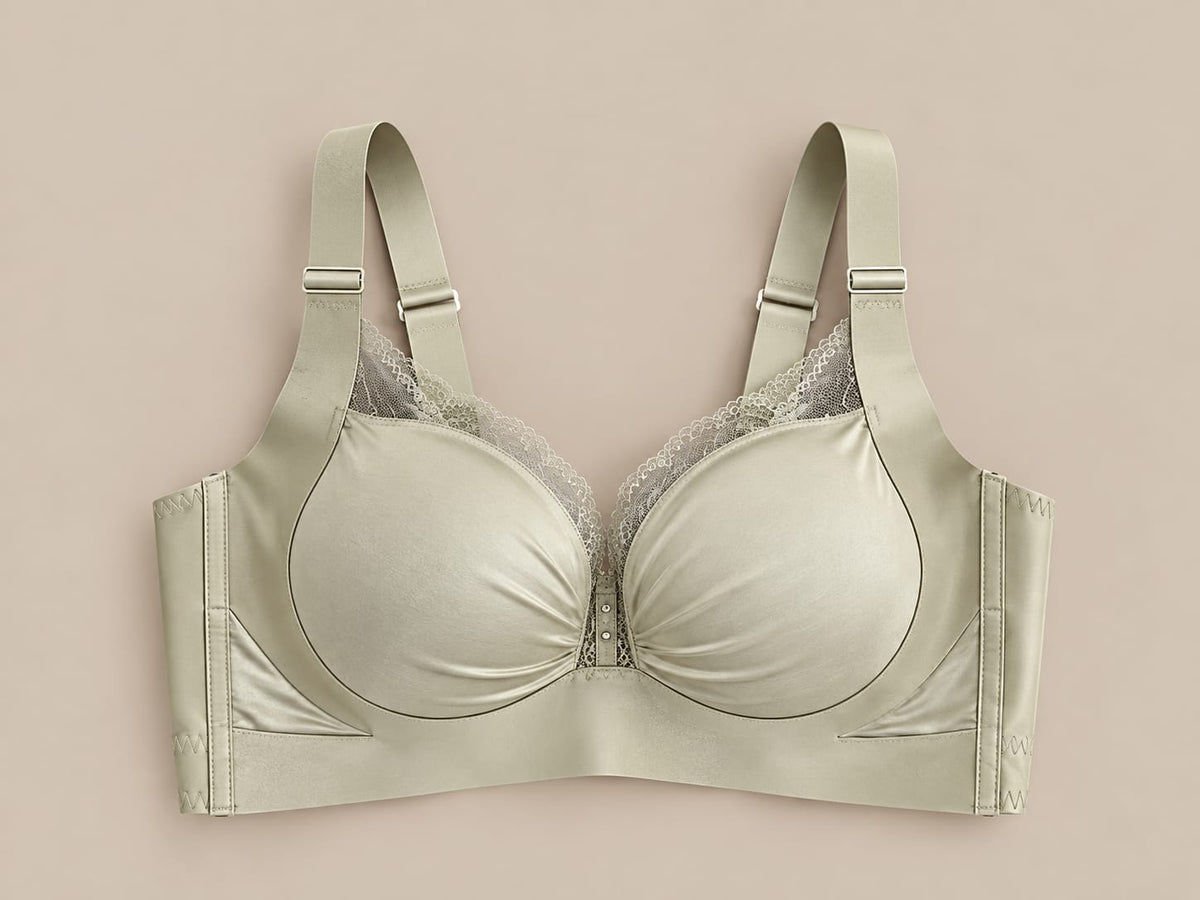Sage Green Lace Trim Full Coverage Bra