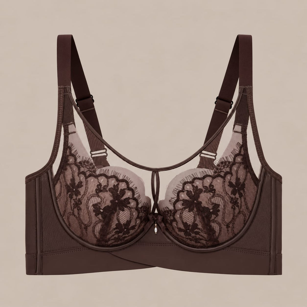 Women’s Brown Floral Lace Bra